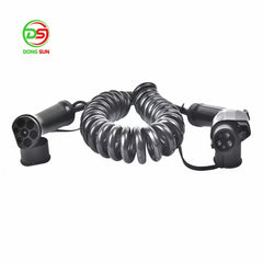 Type 1 To Type 2 Ev Charging Cable Portable Charger Ev Spiral Cable Sae J1772 5m Extension Coiled Ev Charging Cable