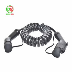 Type 1 To Type 2 Ev Charging Cable Portable Charger Ev Spiral Cable Sae J1772 5m Extension Coiled Ev Charging Cable