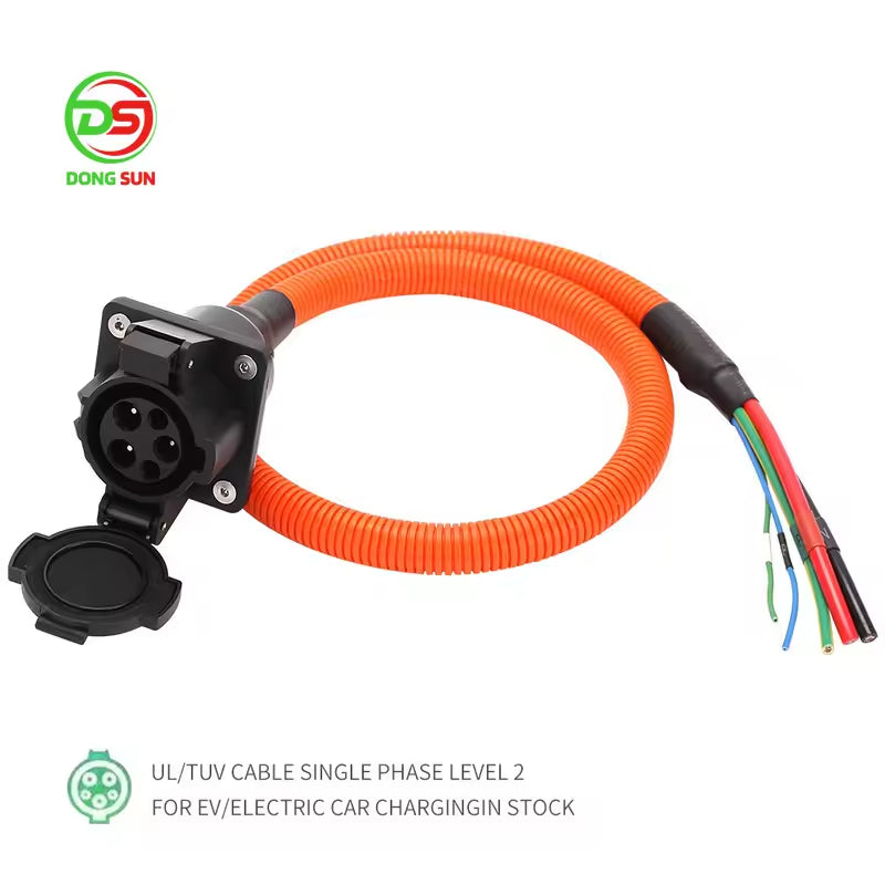 Type 1 Connector SAE J1772 EV Socket Electric Vehicle Car Charger AC Inlet EV Charging Socket 50A With 1 Meters Cable EVSE