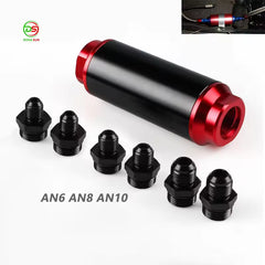 44mm 50mm Universal Aluminum Fuel Filter with AN6 AN8 AN10 Adapters Inline High Flow Fuel Turbo Fuel Filter Adapter