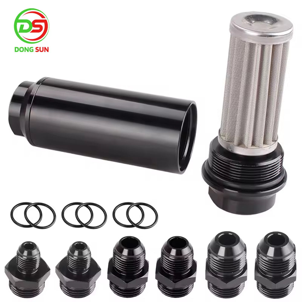 44mm 50mm Universal Aluminum Fuel Filter with AN6 AN8 AN10 Adapters Inline High Flow Fuel Turbo Fuel Filter Adapter