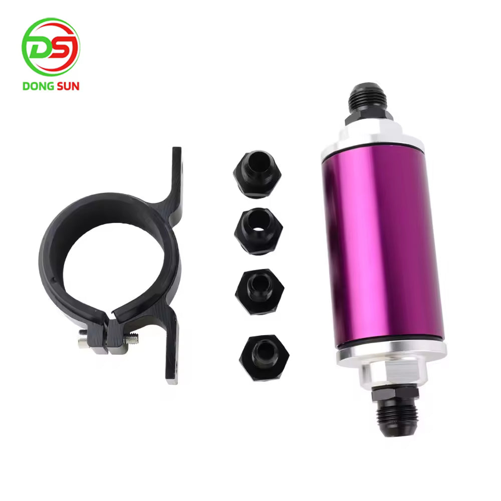 58mm Air Filter 100 Micron Cleanable Inline Fuel Filter Mount Aluminum Inline Bracket Universal High Flow 6AN 8AN 10AN Adapter