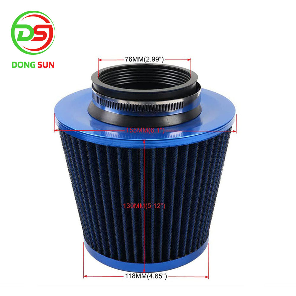 Universal 3" 76mm Clamp-On High Flow Tapered Mushroom Head Air Intake Cone Filter Cold Air Intake Air Filter