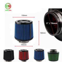 Performance 76mm Cone Intake Air Filter Sport Racing Car Engine Air Intake Filter Universal Automotive Cold Air Intake Kit